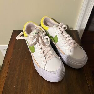 Nike White and Green Athletic Shoes